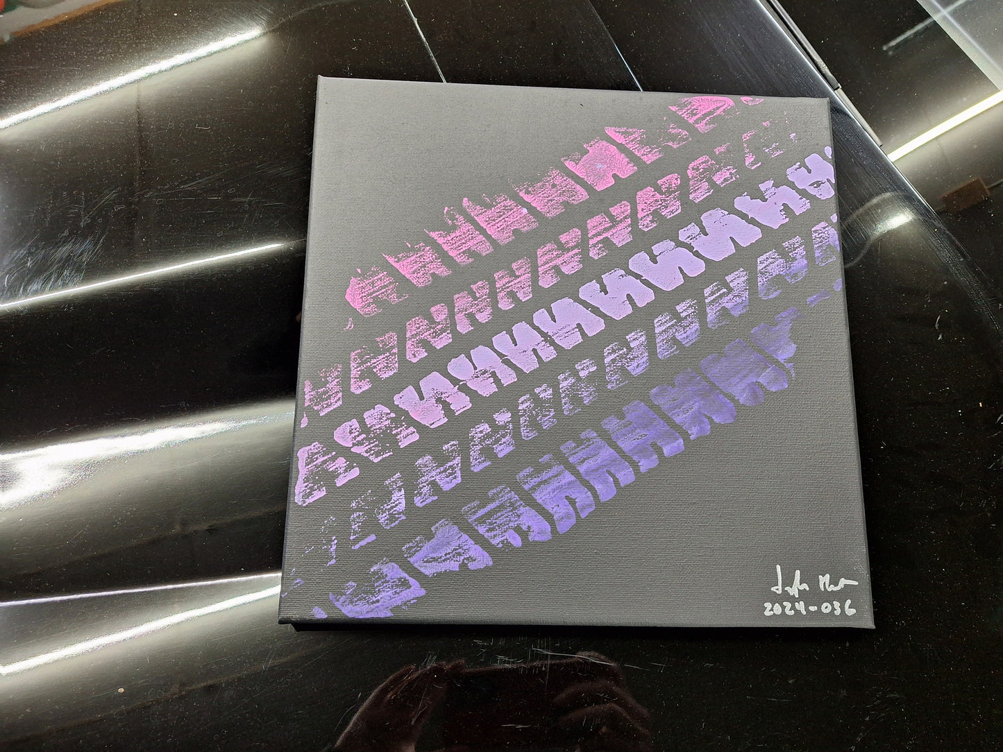 Peinture sur toile de bande de roulement de pneu KITT 12"x12" (plusieurs choix disponibles)